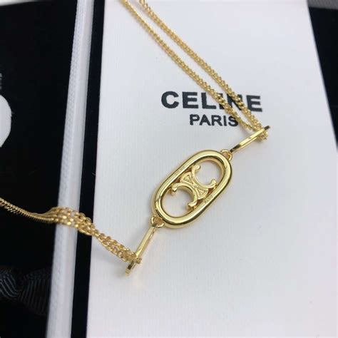 celine necklace gold|maillon triomphe necklace.